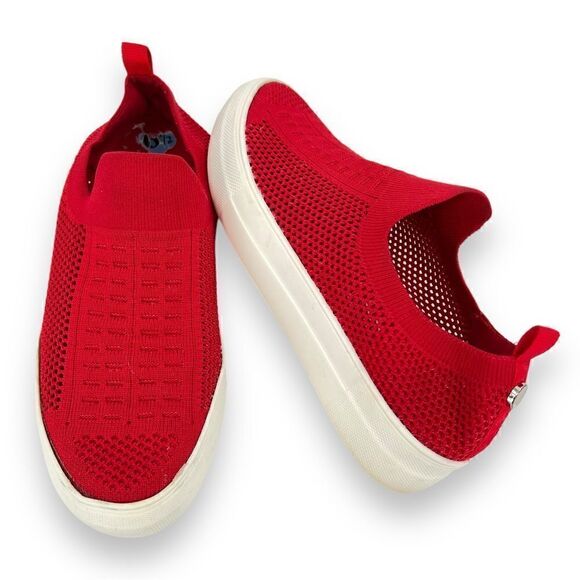 Steve Madden Daray Red Knit Mesh Stretch White Platform Slip On Sneaker Size 6.5 - Picture 10 of 10